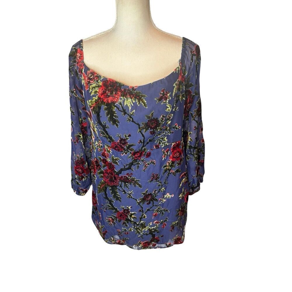 Lulu’s Navy Blue Burnout Velvet Floral Mini Dress NWT Sz XL